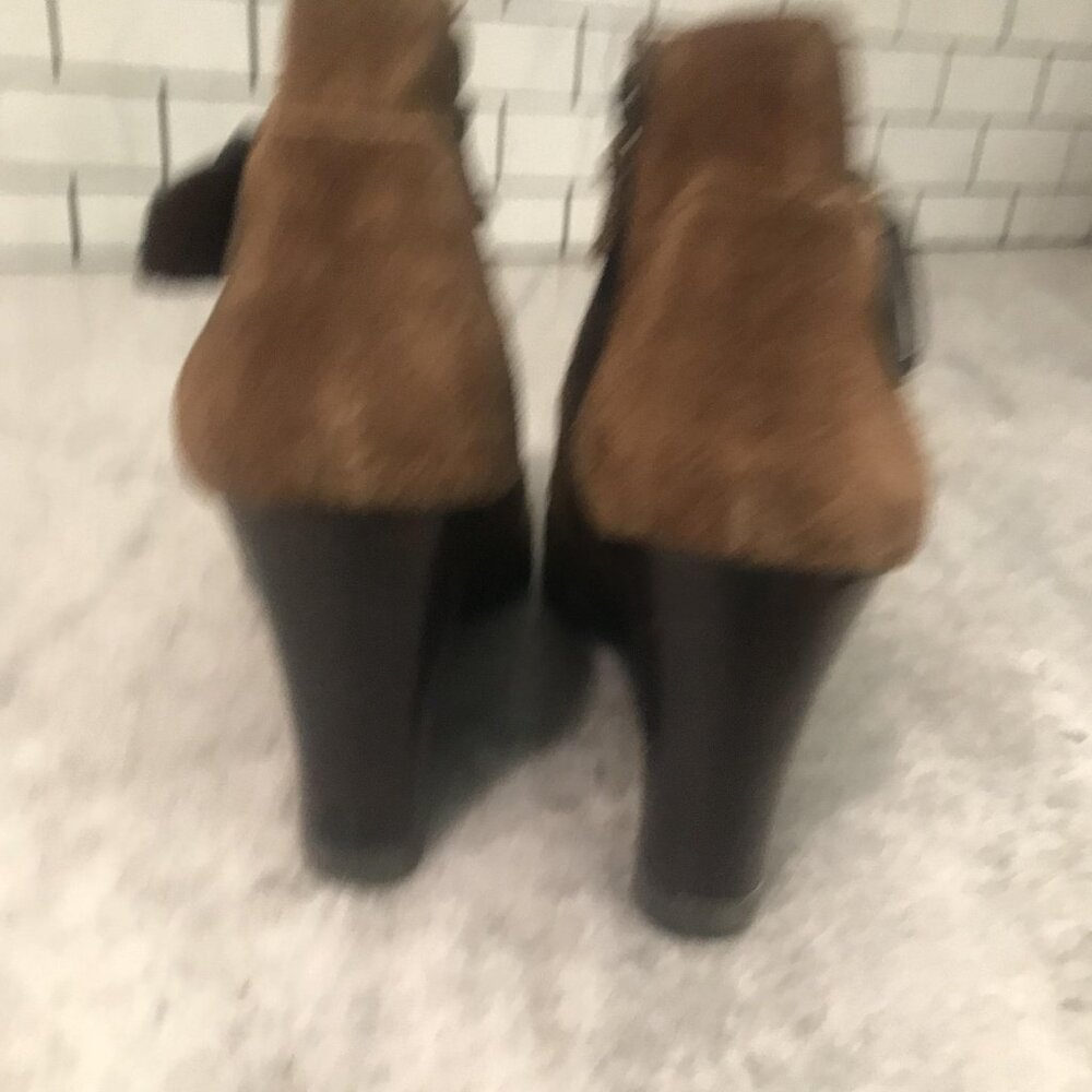 Franco Sarto Boots Womens Size 9 Brown Suede Warrick Wedge Ankle Booties Buckle - Picture 5 of 11